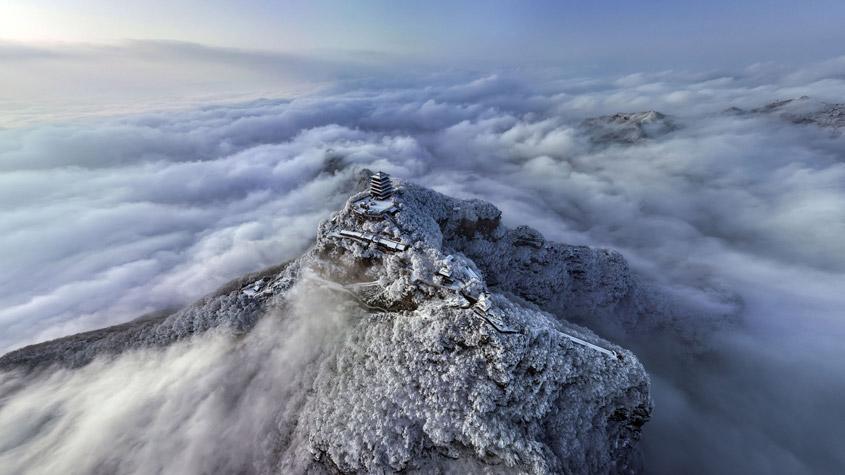 河南济源王屋山云海奔腾春雪瑞泽